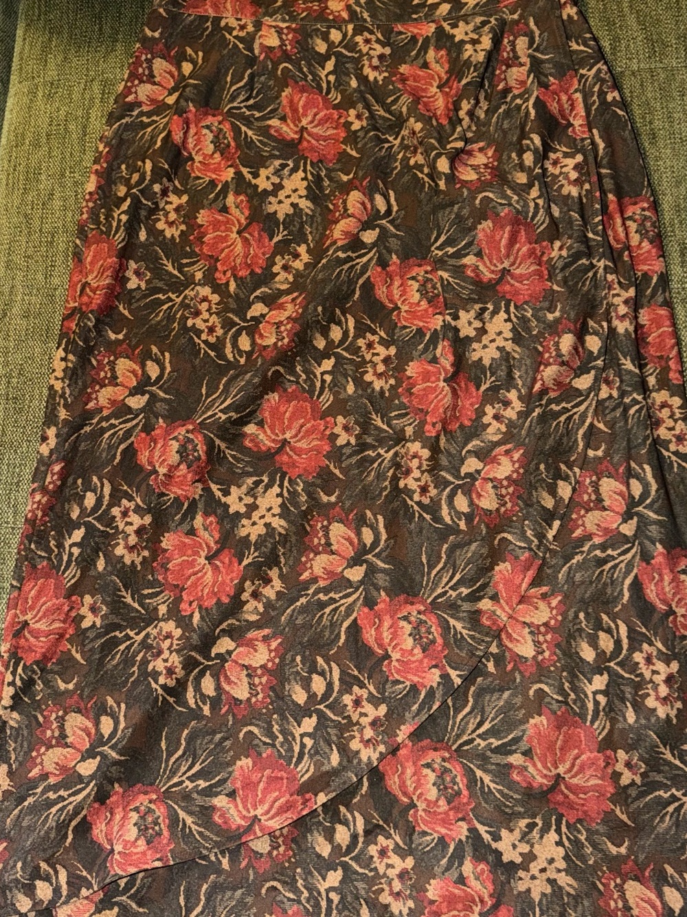 Coldwater Creek Floral Midi Skirt in Rust and Brown